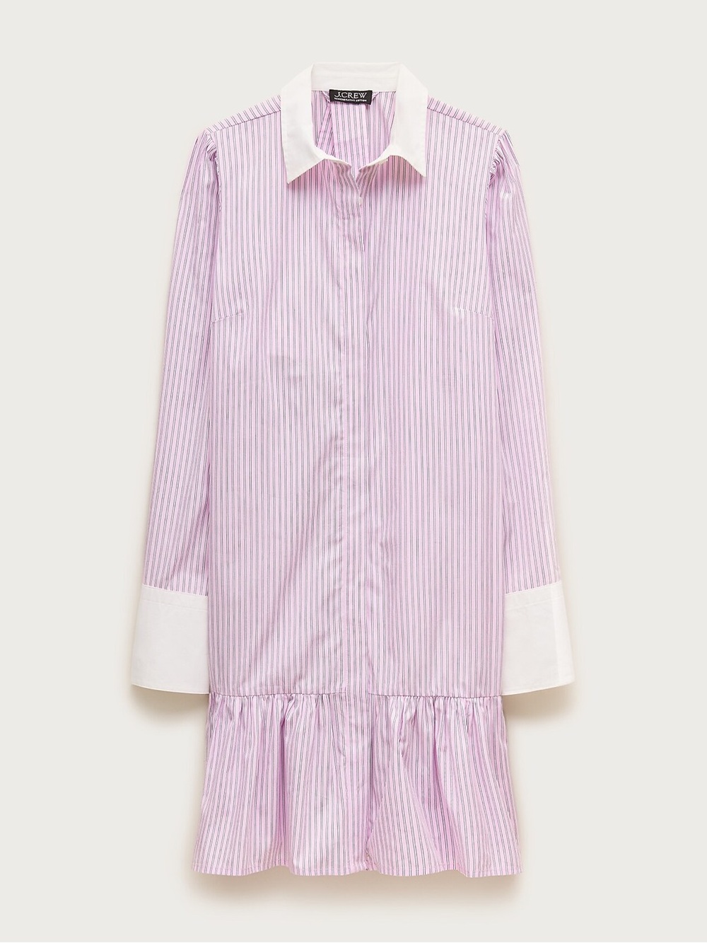 J. Crew Tiered Shirt-Dress in Striped Cotton Poplin, Size 00